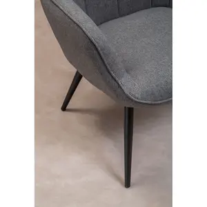 Interiors by Premier Durable Grey Fabric Armchair with Black Legs, High Back Patterned Armchair, Easy to Maintain Bucket Chair