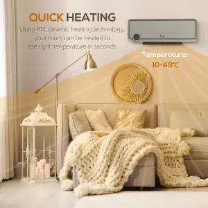 HOMCOM 1000W/2000W Wall Downflow Heater 10-49 centigrade Temperature w/ Timer Remote