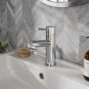 Round Mono Basin Mixer Tap & Push Button Waste - Chrome - Balterley