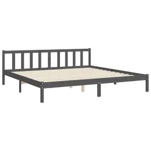 Berkfield Bed Frame with Headboard Grey 200x200 cm Solid Wood