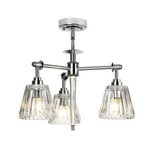 Elstead Agatha 3 Light Multi Arm Ceiling Pendant Light Polished Chrome IP44, G9