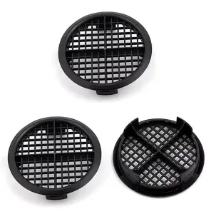 Pack of 3 fiXte 70mm Lattice Design Black Plastic Push in Circular Soffit Vents Roof Air Vents