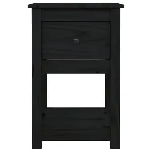 Berkfield Bedside Cabinet Black 40x35x61.5 cm Solid Wood Pine