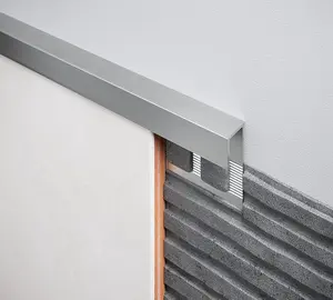 Diall PolishedChrome effect 8mm Straight Aluminium External edge tile trim