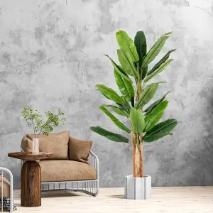 Costway 195cm Tall Artificial Banana Tree Indoor Greenery Potted Plant Home Living Room Office Decor