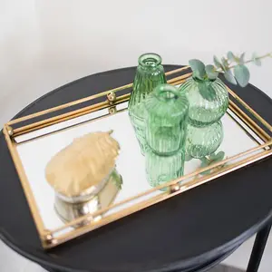 Melody Maison Gold Rectangle Mirrored Tray