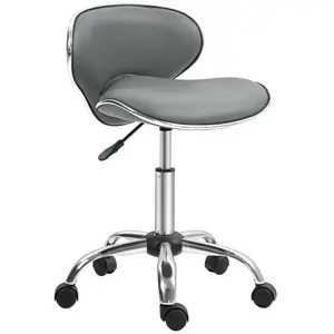 HOMCOM Office Chair Beauty Salon Rolling Technician Stool Chair Grey