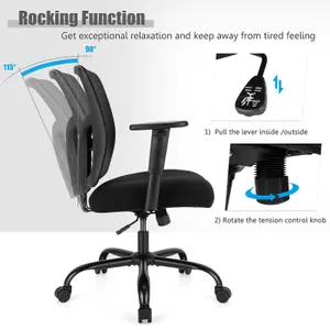 COSTWAY 180kg Big and Tall Mesh Office Chair with Lumbar Support