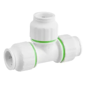 Flomasta SPT67444M White Push-fit Equal Pipe tee (Dia)22mm x 22mm x 22mm