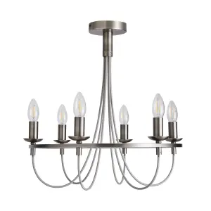 The Lighting Edit Massalia Matt Pewter effect 6 Lamp LED Pendant ceiling light, (Dia)500mm