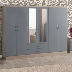 Cascio 6 Door Wardrobe Zipcode Design Finish: Grey Gloss