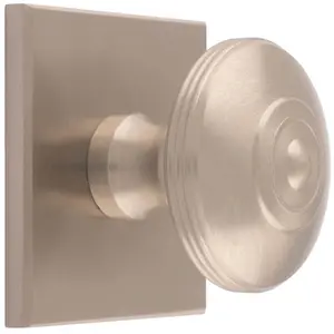 32mm Round Cabinet Door Knob & 40x40mm Matching Backplate - Satin Nickel Handle