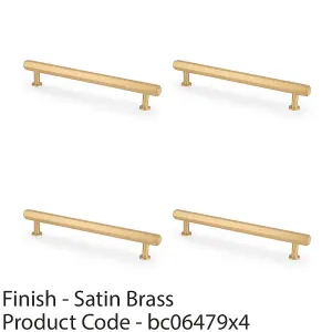 4 PACK - Industrial Hex T Bar Pull Handle - Satin Brass 160mm Centres Kitchen Cabinet