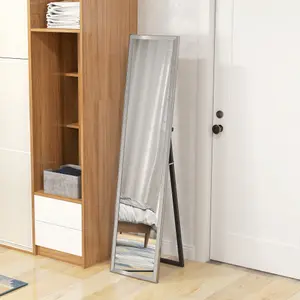 HOMCOM Floor Mirror Wall Mounted Leaning Standing Mirror 37 x 157cm Silver