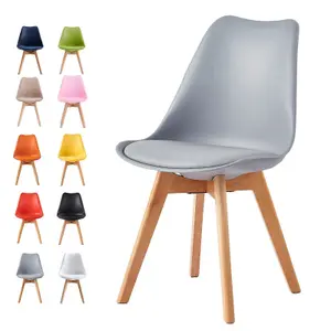 Single Dining Chair with Solid Wooden Legs and Seat Cushion Pad - Eva by MCC