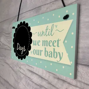 Red Ocean Chic Countdown New Baby Pregnancy Mum Hanging Wall Plaque Sign Baby Shower Gifts