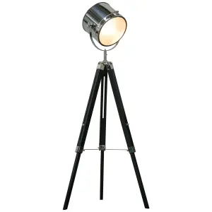 HOMCOM Industrial Style Adjustable Tripod Floor Lamp, Searchlight Reading Lamp