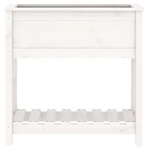 Berkfield Planter with Shelf White 82.5x34.5x81 cm Solid Wood Pine