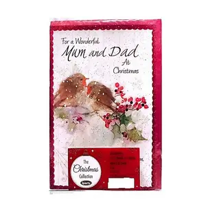 Simon Elvin For A wonderful Mum And Dad Christmas Card White/Red/Brown (One Size)