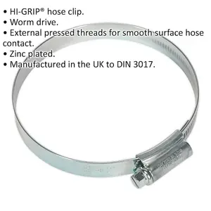 10 PACK Zinc Plated Hose Clip - 70 to 90mm Diameter - External Pressed Threads