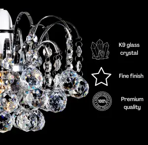 K9 Crystal Faceted Oriel Pendant Ceiling Light Shade/ Lamp Shade Chrome Finish