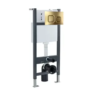 Nes Home WH Toilet Cistern Frame with Avant Brushed Brass Square Push Button