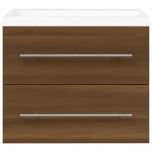 Berkfield Sink Cabinet with Built-in Basin Brown Oak Engineered Wood