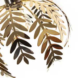 Traditional Fern Leaf Design Ceiling Pendant Light Shade in Polished Gold Finish