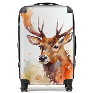 Majestic Stag Watercolour Suitcase - Medium