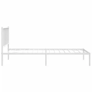 Berkfield Metal Bed Frame with Headboard White 80x200 cm