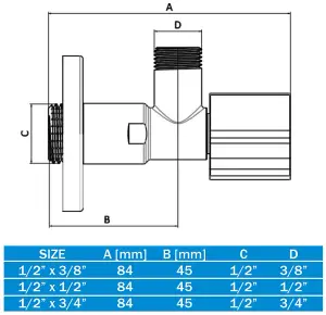 Cluro 1/2x3/8 Inch Angled Water Tap Valve for Basin Sink Elegant Chrome Plated