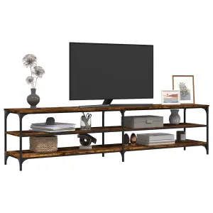 Berkfield TV Cabinet Smoked Oak 200x30x50 cm Engineered Wood and Metal