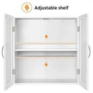 Yaheetech White Wall Mount Cabinet Storage Organizer with Adjustable Shelf for Bathroom/Living Room/Kitchen