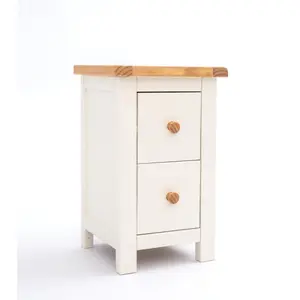 Pompey 2 Drawer Bedside Table Off-White