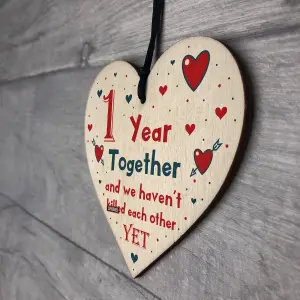 Funny Rude 1st Anniversary Gift For Husband Wife Gift For Him Her Wooden Heart