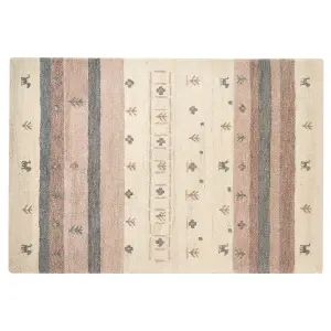 Wool Gabbeh Area Rug 140 x 200 cm Beige and Brown KARLI