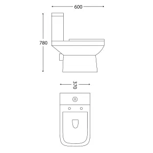 Nes Home White Modern Open Back Pan Toilet WC Including Cistern & Wrap Over Seat