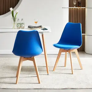 Nero Upholstered Dining Chair (Set of 2) Blue / Oak