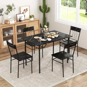 COSTWAY Set of 5 Dining Table Chairs Set 110 x 70 cm Rectangular Kitchen Table for 4