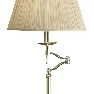 Luxury Moving Swing Arm Feature Floor Lamp Polished Nickel & Beige Organza Shade