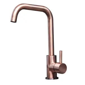 Liquida W10CP D-Shape Swivel Spout Single Lever Copper Kitchen Mixer Tap