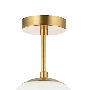 Traditional Glass Globe IP44 Bathroom Ceiling Light Fixture in Brushed Gold