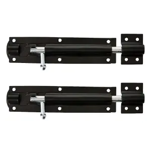 2 PACK 6" BLACK TOWER BOLT Gate Door Shed Latch Locks