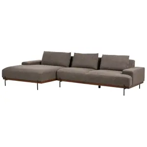 Corner Sofa MARIFERD Brown Fabric Right Hand