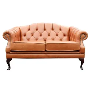 Chesterfield 2 Seater Old English Tan Leather Sofa Settee Custom Made In Victoria Style