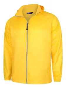 Uneek - Unisex Active Jacket - Superstrong Lightweight 100% Nylon Waterproof Coat - Submarine Yellow/Grey - Size L