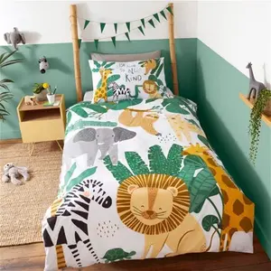 Dunelm Animal Safari Duvet Cover And Pillowcase Set, Animals, Size: Cot Bed/Toddler, Polycotton