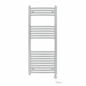 Right Radiators Prefilled Thermostatic Electric Heated Towel Rail Curved Ladder Warmer Rads - Chrome 1200x500 mm