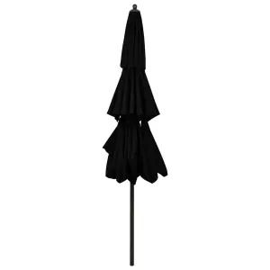 Berkfield 3-Tier Parasol with Aluminium Pole Black 3 m