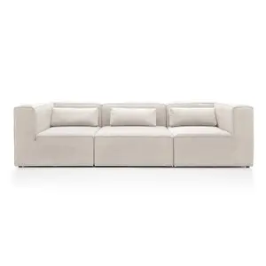 Doris Modular 4 Seater Sofa in White Cord Chenille